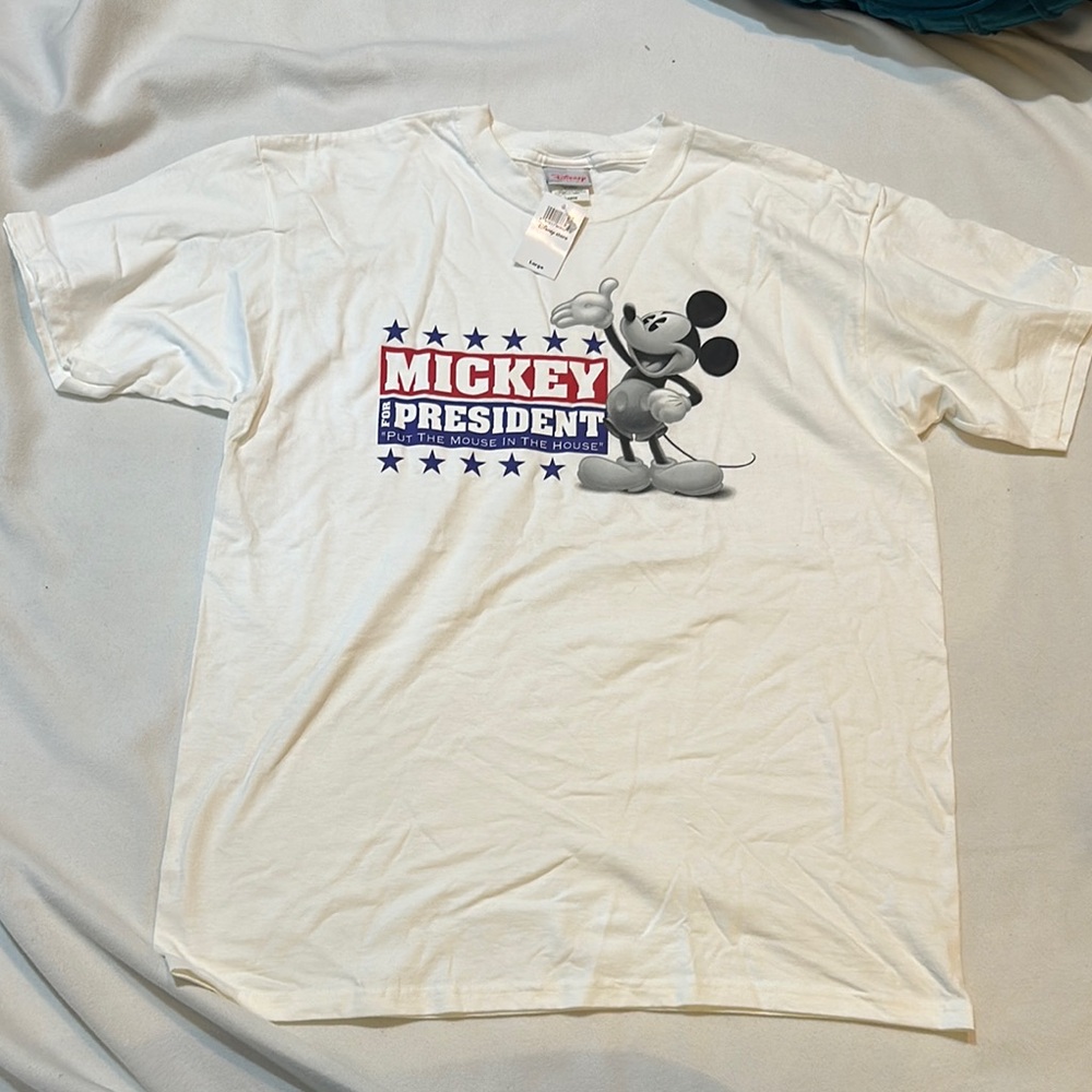 White Disney Mickey for President T-Shirt NWT